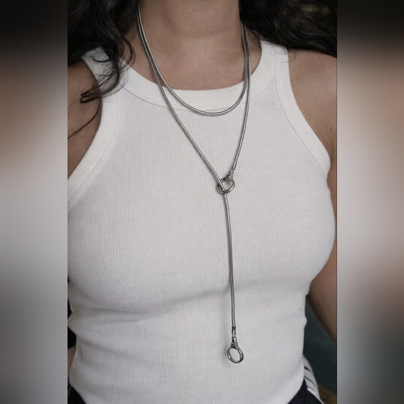 Air & Anchor Stainless Steel Cuffkeeper Necklace with Triangular Crystal Pendant - Picture 5 of 7